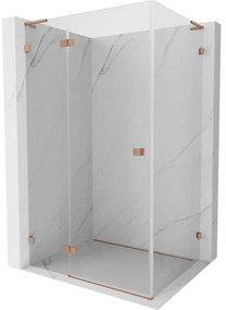 Mexen Lunar L, sklápací sprchový kút ľavý 70 x 80 cm, 8mm číre sklo, medený matný profil, 834L-070-080-65-00-L