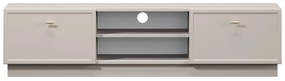 TV stolík Lorini 150 cm na sokli – kašmírová / zlaté úchytky T