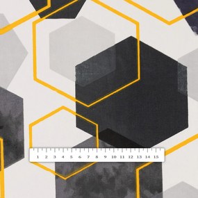 Biante Bavlnený štvorcový obrus Sandra SA-568 Sivo-modrofialové mramorové hexagóny na bielom 60x60 cm