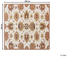 Vlnený koberec 200 x 200 cm béžová/hnedá EZINE Beliani