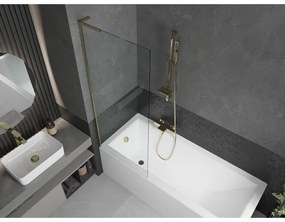 Mexen Next L, 1-krídlová vaňová zástena 70 x 150 cm, 6mm číre sklo, zlatý lesklý profil, 895-070-000-03-00-50