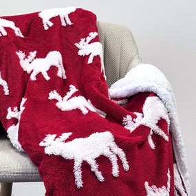 Home Elements Mikroflanelová deka, Los, červenobiela