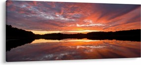 Obraz - Západ slnka nad jazerom (120x50 cm)