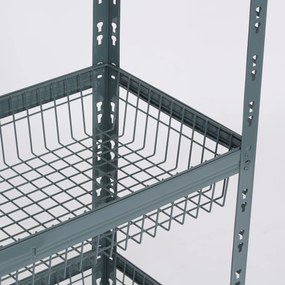 Policový regál s košmi, 1790 x 900 x 400 mm, nosnosť 175 kg, 4 police + 1 kôš