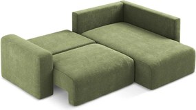 Zelená ženilková rozkladacia/s úložným priestorom rohová pohovka (pravý roh/do L) Kona – Makamii