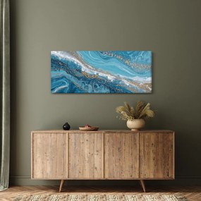 Obraz - Bledomodrý mramor so zlatom I. (120x50 cm)