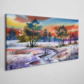 Obraz Canvas Zimný maľba stromov