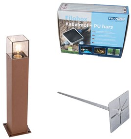 Vonkajšia lampa 50 cm hrdzavohnedá so zemným kolíkom a káblovou objímkou - Dánsko