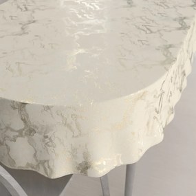 Biante Zamatový oválny obrus Isabela IBL-017 Zlatý/dymový mramor na smotanovom 140x200 cm