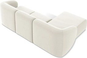 Béžová zamatová rohová pohovka (ľavý roh/s leňoškou) Lani – Makamii