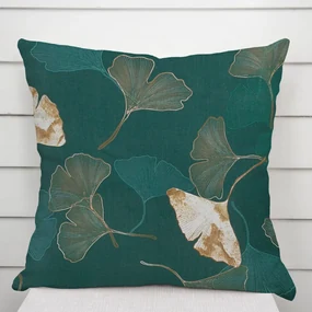 Biante Bavlnená obliečka na vankúš Sandra SA-428 Ginkgo listy na petrolejovom 50 x 70 cm