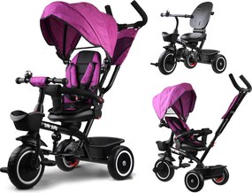 Trojkolesový bicykel Tiny Bike 3v1, ružový, so strieškou SP0650