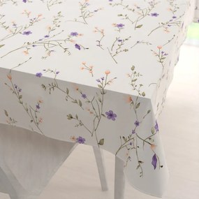 Biante Bavlnený obdĺžnikový obrus Sandra SA-382 Fialové lúčne kvietky na krémovom 60x100 cm