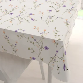 Biante Bavlnený obdĺžnikový obrus Sandra SA-382 Fialové lúčne kvietky na krémovom 60x100 cm