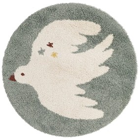 Svetlozelený detský koberec ø120 cm Bohemian Bird Aqua – Nattiot