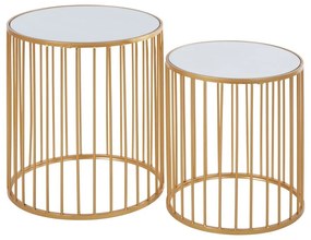 Okrúhle odkladacie stolíky so sklenenou doskou v súprave 2 ks Avantis – Premier Housewares