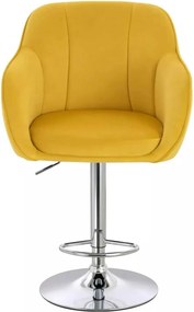 LuxuryForm DESIGN Barová stolička AVOLA VELUR na striebornom tanieri - žltá
