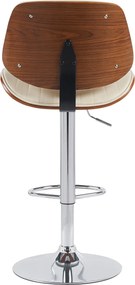 Barová stolička Clawson - koženka, chróm rám - orech/krém