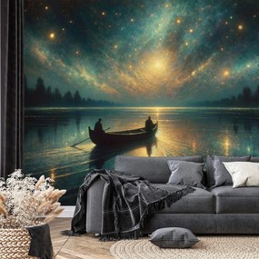 Tapeta nočné jazero pod hviezdnou oblohou
