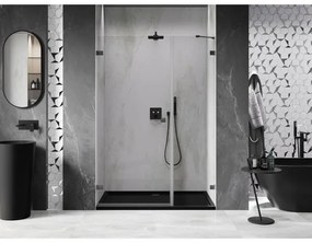 Mexen Lunar-B, ľavé otočné sprchové dvere 130 cm, 8mm číre sklo, brúsený grafit profil, 832S-130-050-66-00-L