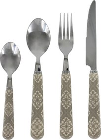 Súprava 4ks príborov Linas French grey s ornamentálnym motívom – 22 cm