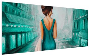 Obraz ženy a Eiffelovej veže (120x50 cm)