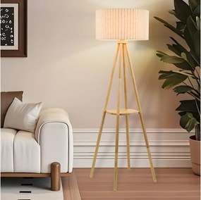 Brilagi - Stojaca lampa NORDIC WAVE 1xE27/15W/230V drevo/ľan