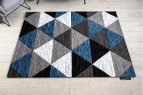 Kusový koberec ALTER Rino trojuholníky modrý