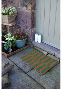 Rohožka z kokosového vlákna 40x60 cm Pink &amp; Green Half Stripes – Artsy Doormats