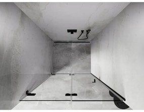 Mexen, Mexen Lunar-F skladacie ľavé sprchové dvere 90 cm, priehľadné, čierne - 836-090-000-70-00-L