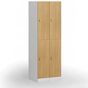 Šatníková skrinka S1 s úložnými boxmi, 2 boxy, 1850 x 300 x 500 mm, demont, otočný zámok, laminované dvere, dub prírodný