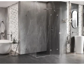 Mexen Lunar, pravostranný výklopný sprchový kút 85 x 70 cm, 8mm číre sklo, oceľový profil, 834-085-070-97-00-P