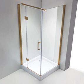 BPS-koupelny Štvorcový sprchový kút KZ1390A GL 80x80 zlatá/transparent - bez vaničky