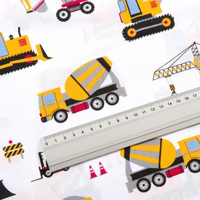 Biante Detský bavlnený štvorcový obrus Sandra SA-081 Nákladné autá a bágre na bielom 80x80 cm