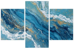 Obraz - Bledomodrý mramor so zlatom II. (90x60 cm)