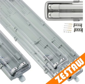 SADA 4 x hermetických LED lámp 120 cm do dielní so žiarivkami