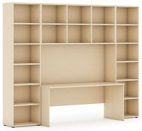 Zostavy knižníc INTEGRO so stolom, vyššie, 2950 x 700/400 x 2300 mm, breza