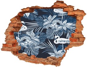 Diera 3D v stene nálepka Plameniaky a rastliny nd-c-114969242