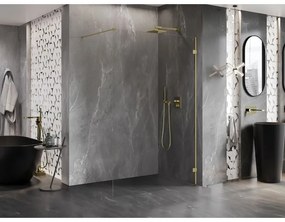 Mexen Lunar sprchová stena pravá 150 x 200 cm, 8mm číre sklo, zlatá matná, 830-150-000-55-00-P