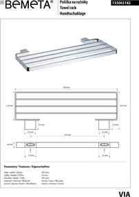 Bemeta Design VIA: Držiak uterákov, 370 mm - 135002182