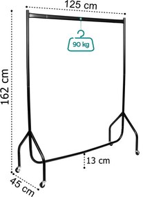 Vešiakový stojan na kolieskach KOJO čierny