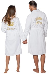 Tutumi Tutumi, dámsky župan Queen s golierom L/XL, biela-zlatá, SZL-05698