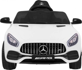 Ramiz Mercedes Benz GT batéria pre deti biela + diaľkové ovládanie + pomalý štart + MP3 LED