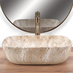 Rea Belinda Savana, umývadlo na dosku 460x330x135 mm, imitácia kameňa, REA-U3323