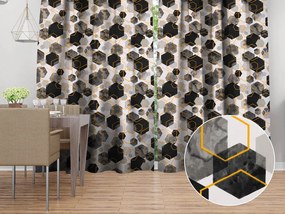 Biante Bavlnený záves Sandra SA-482 Sivo-čierne mramorové hexagóny 150x180 cm