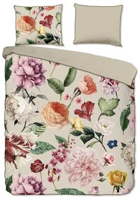 Béžové obliečky na dvojlôžko/predĺžené z bavlneného saténu 200x220 cm Fiori – Descanso