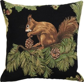 Gobelínový vankúš s veveričkou a šiškou Gobelin Squirrel Pinecone - 45*45*16cm
