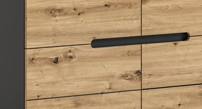 Komoda so zásuvkami Cano, 100 cm, šedá/dub artisan