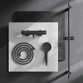 Ručná sprchová súprava AM.PM Hit F428TA46 s termostatickou sprchovou batériou, čierna