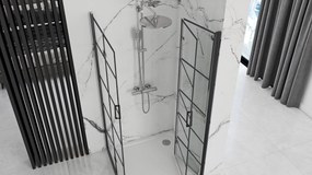 Štvorcový sprchovací kút REA MOLIER BLACK DOUBLE 80x80 cm, čierny/transparent - bez vaničky